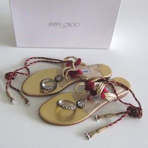 Jimmy Choo Egyptian Gold crystals thong sandals 37